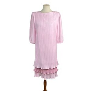 Vintage Good Times pink layered accordion fabric dress size 9/10